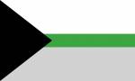  Demiromantisch Flagge: weiß-sehr dünn grün-grau mit einem schwarzen Dreieck links