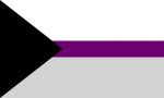 Demisexuell Flagge: weiß-sehr dünn lila-grau und ein schwarzes dreieck links
